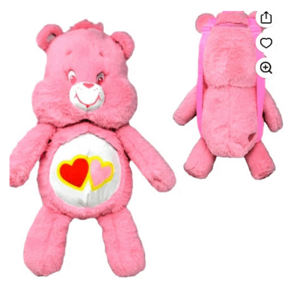 Care Bears Love A Lot Pink 17" Plush Mini Backpack Pouch Bag Tote New Gift